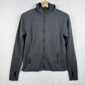 Ibex Merino Wool Womens Shak Jacket M Grey Hood Full Zip